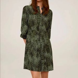Mango button collar snake print dress